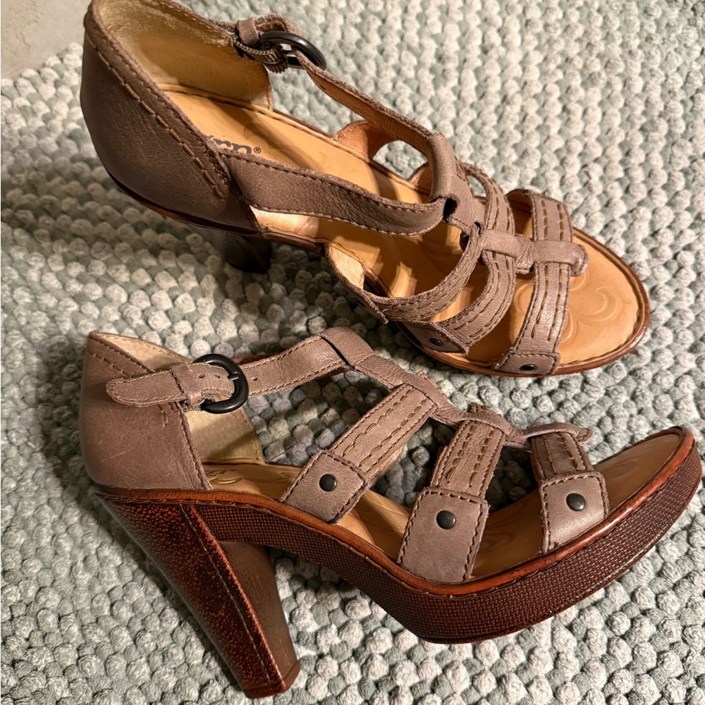 Born Taupe Strappy Heeled Sandals
